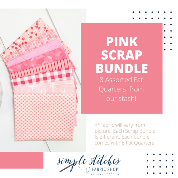 SCRAP BUNDLE Pink Simple Bundle (8) Fat Quarters