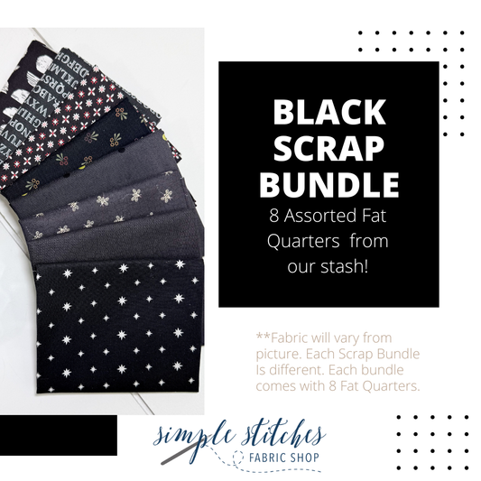 SCRAP BUNDLE Black Simple Bundle (8) Fat Quarters