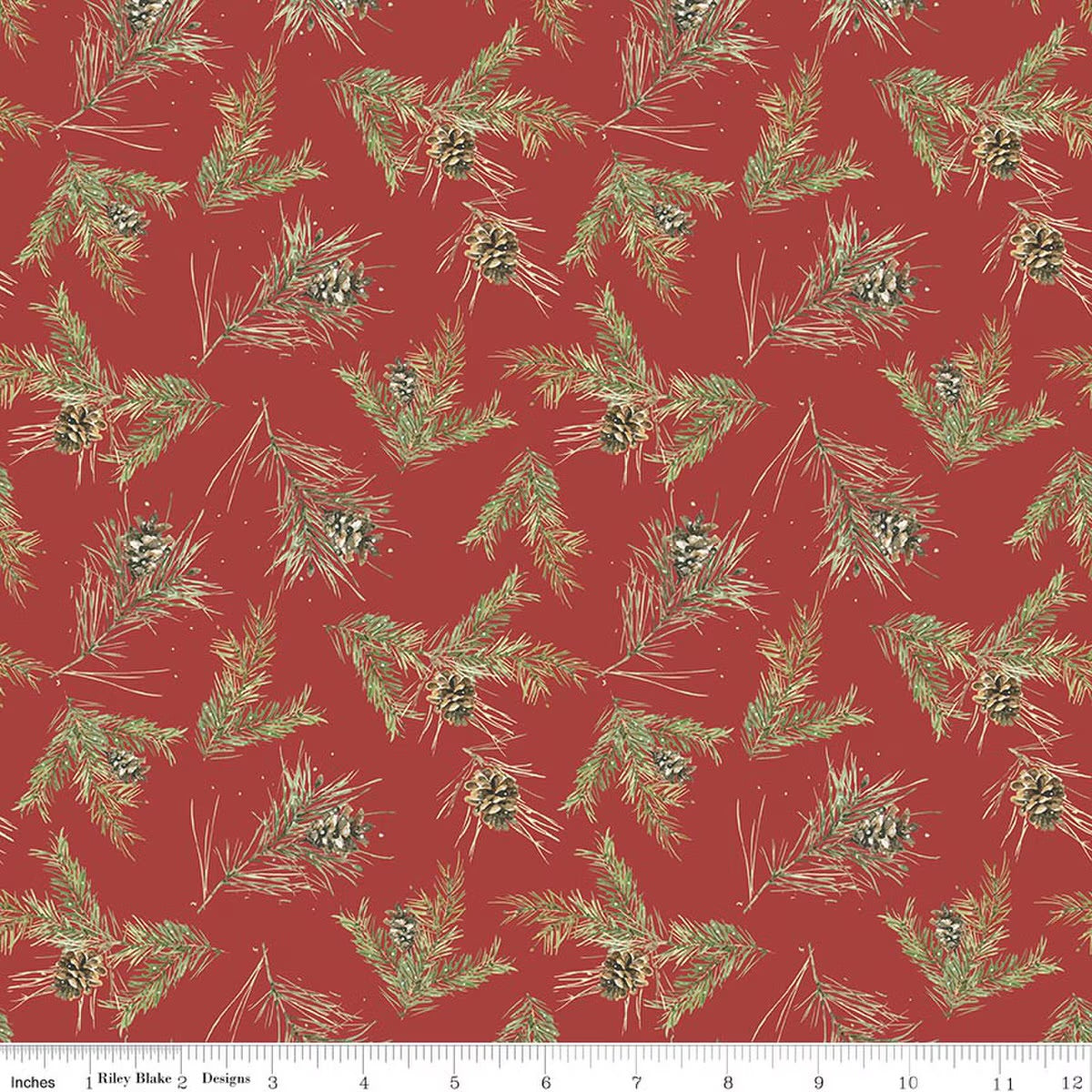 Holiday Spirit Pinecones Red for Riley Blake -C17464-RED - PRICE PER 1/2 YARD