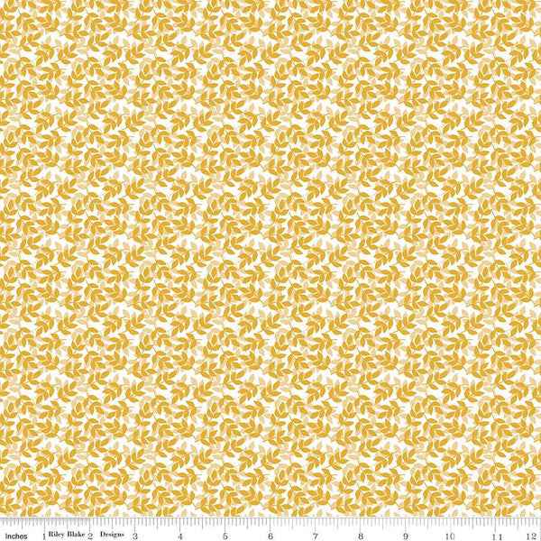With a Flourish Leaves Mustard Yardage for RBD-C12734 MUSTARD - PRICE PER 1/2 YARD