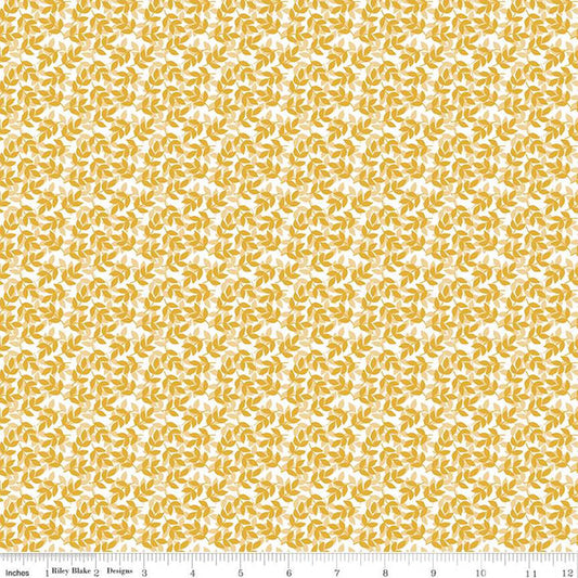 With a Flourish Leaves Mustard Yardage for RBD-C12734 MUSTARD - PRICE PER 1/2 YARD