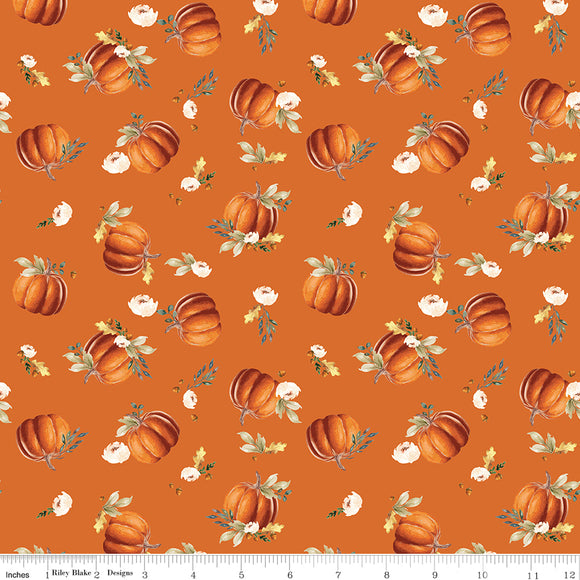 Shades of Autumn Pumpkins Orange Ydg for RBD C13471 ORANGE  - PRICE PER 1/2 YARD