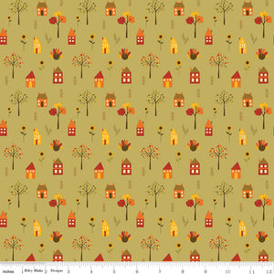 Fall's In Town Village Green Ydg for RBD C13512 GREEN - PRICE PER 1/2 YARD