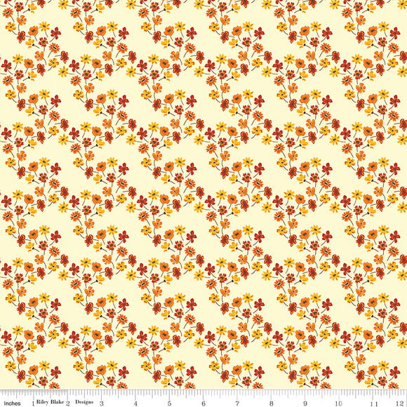 Fall's In Town Floral Cream Ydg for RBD C13515 CREAM - PRICE PER 1/2 YARD