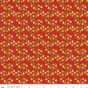 Fall's In Town Floral Red Ydg for RBD C13515 RED - PRICE PER 1/2 YARD