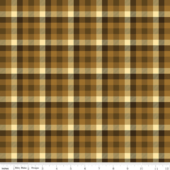 Fall's In Town Checked Brown Ydg for RBD C13516 BROWN - PRICE PER 1/2 YARD