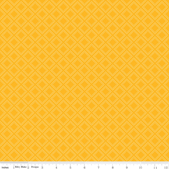 Fall's In Town Grid Gold Ydg for RBD C13517 GOLD - PRICE PER 1/2 YARD