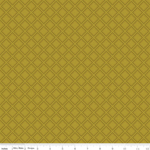 Fall's In Town Grid Green Ydg for RBD C13517 GREEN - PRICE PER 1/2 YARD