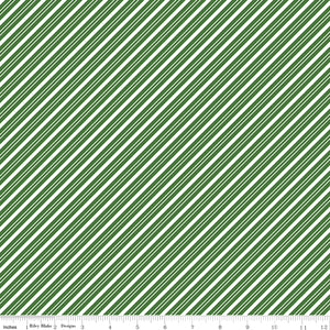 The Magic of Christmas Stripes Green Yardage for RBD-C13645 GREEN - PRICE PER 1/2 YARD