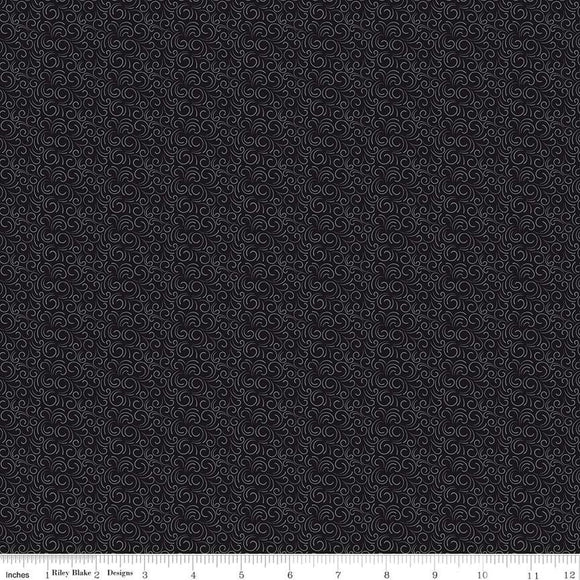 Black Ties Swirls Black Yardage for RBD-C13756 BLACK - PRICE PER 1/2 YARD