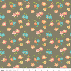 Spring's In Town Floral Pewter Ydg for RBD C14211 PEWTER - PRICE PER 1/2 YARD