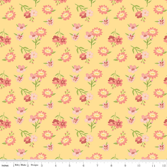 Spring's In Town Floral Yellow Ydg for RBD C14211 YELLOW - PRICE PER 1/2 YARD