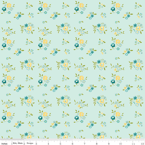 Spring's In Town Bouquets Sky Ydg for RBD C14213 SKY - PRICE PER 1/2 YARD