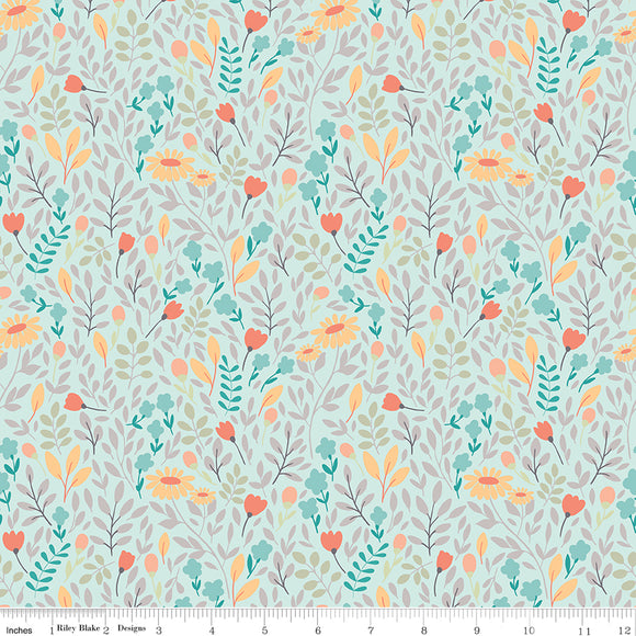 Sunshine and Sweet Tea Summer Floral Mint Yardage for RBD C14323 - MINT - PRICE PER 1/2 YARD