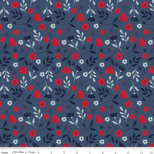 American Beauty Floral Navy Yardage for RBD-C14441 NAVY - PRICE PER 1/2 YARD