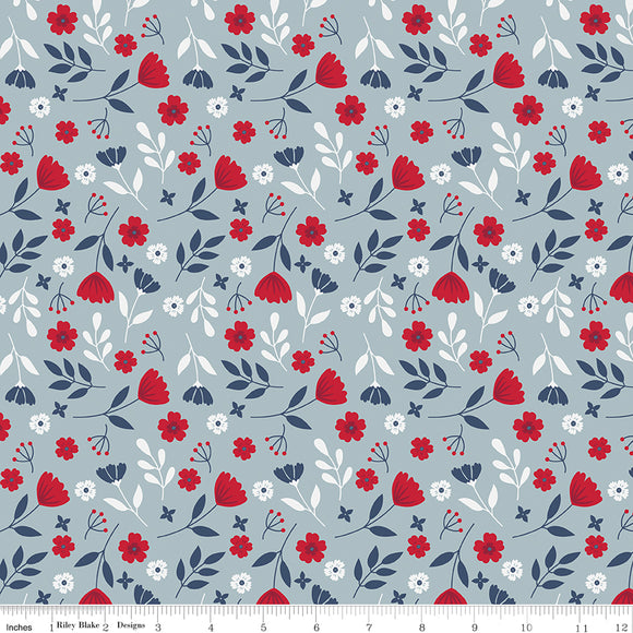 American Beauty Floral Storm Yardage for RBD-C14441 STORM - PRICE PER 1/2 YARD