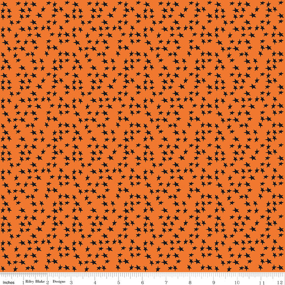 Beggar's Night Stars Orange Ydg for RBD C14504 ORANGE - PRICE PER 1/2 YARD