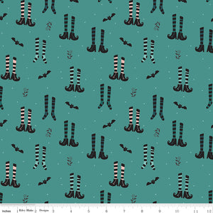 Little Witch Witches Socks Light Teal Ydg for RBD C14561 LIGHT TEAL - PRICE PER 1/2 YARD