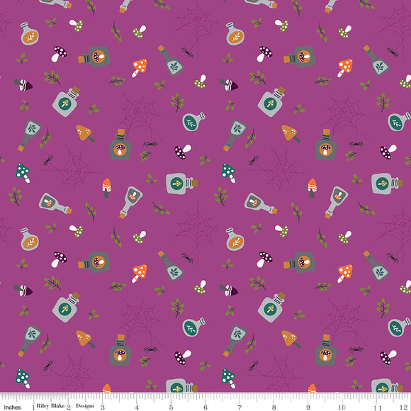 Little Witch Potions Magenta Ydg for RBD C14562 MAGENTA - PRICE PER 1/2 YARD