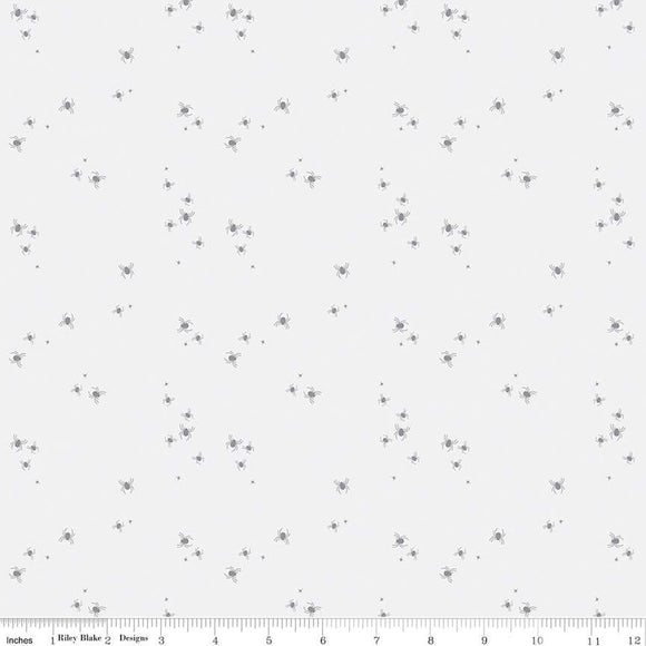 Little Witch Spider Dots Smoke Ydg for RBD C14566 SMOKE- PRICE PER 1/2 YARD