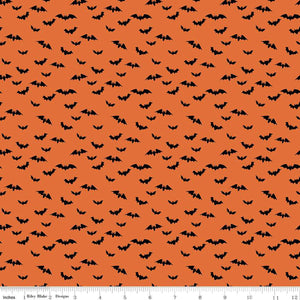 Sophisticated Halloween Bats Orange Ydg by My Mind's Eye for RBD C14625 ORANGE  - PRICE PER 1/2 YARD