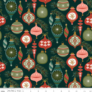 Christmas Is in Town Ornaments Forest Ydg for RBD C14741 FOREST- PRICE PER 1/2 YARD