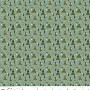 Christmas Is in Town Trees Sage Ydg for RBD C14744 SAGE - PRICE PER 1/2 YARD