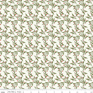 Christmas Is in Town Mistletoe Cream Ydg for RBD C14745 CREAM - PRICE PER 1/2 YARD