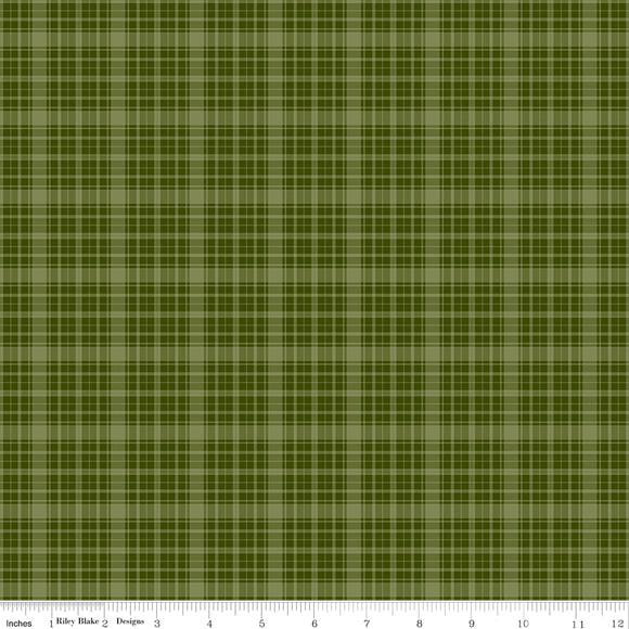 Christmas Is in Town Plaid Green Ydg for RBD C14746 GREEN - PRICE PER 1/2 YARD