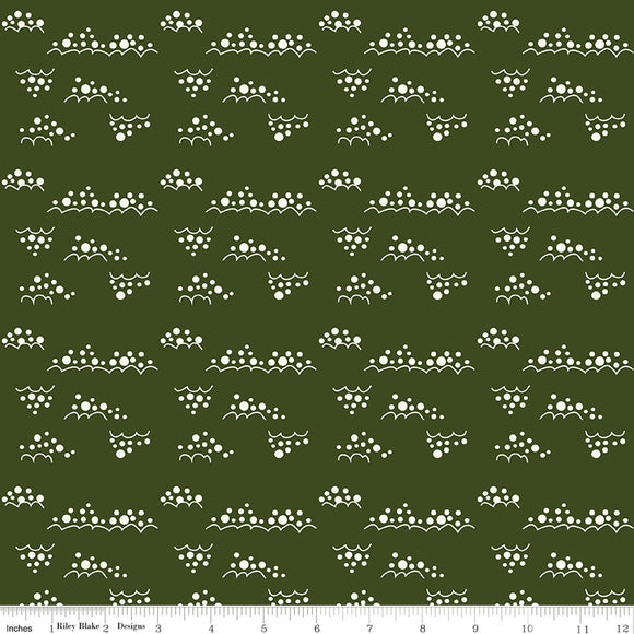 Christmas Is in Town Snowballs Dark Green Ydg for RBD C14749 DARK GREEN - PRICE PER 1/2 YARD