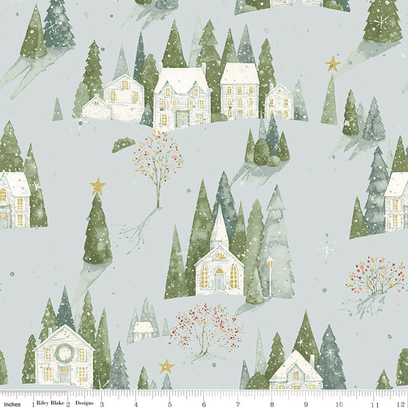 Magical Winterland Home Sweet Home Blue Ydg for RBD C14940 BLUE - PRICE PER 1/2 YARD