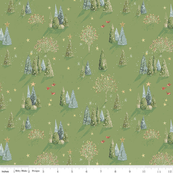 Magical Winterland Trees Clover Ydg for RBD C14941 CLOVER - PRICE PER 1/2 YARD