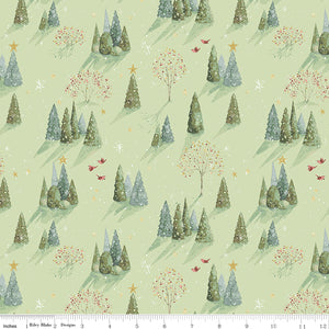 Magical Winterland Trees Green Ydg for RBD C14941 GREEN - PRICE PER 1/2 YARD