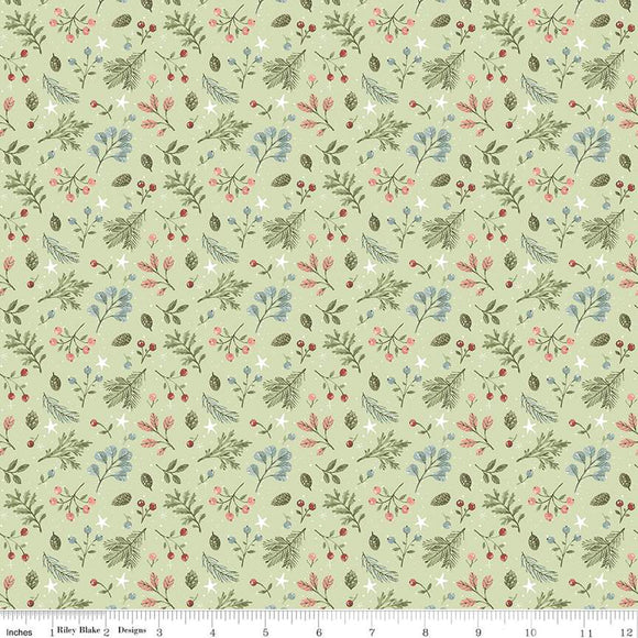 Magical Winterland Foliage Green Ydg for RBD C14943 GREEN - PRICE PER 1/2 YARD