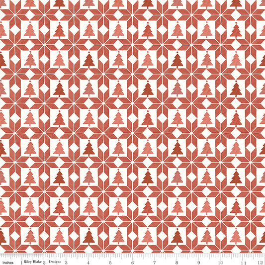 Magical Winterland Patchwork Barn Red Ydg for RBD C14946 BARNRED - PRICE PER 1/2 YARD