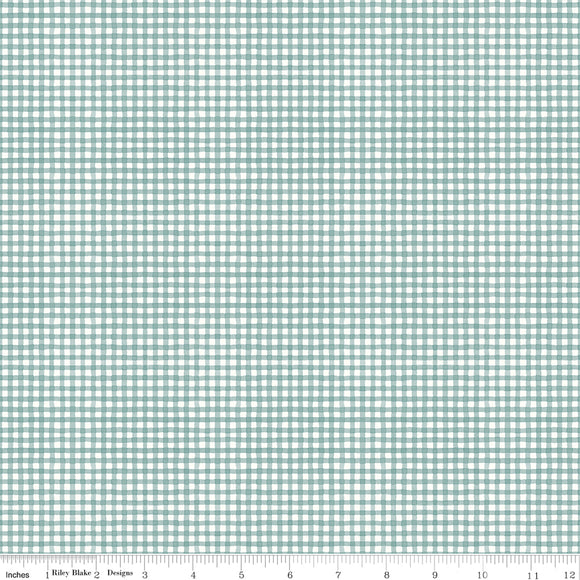 Magical Winterland Gingham Blue Ydg for RBD C14948 BLUE - PRICE PER 1/2 YARD