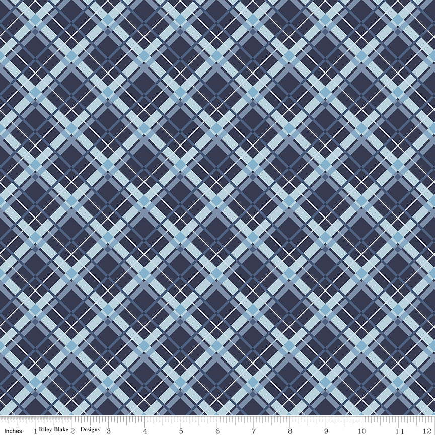 Stars and Stripes Forever Plaid Blue Yardage for RBD-C15716 BLUE - PRICE PER 1/2 YARD
