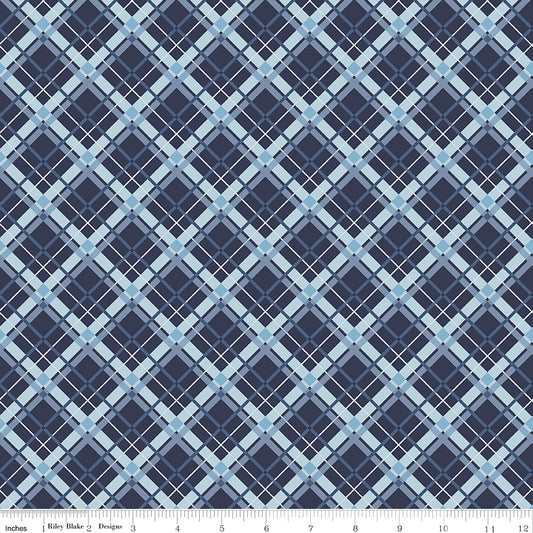 Stars and Stripes Forever Plaid Blue Yardage for RBD-C15716 BLUE - PRICE PER 1/2 YARD