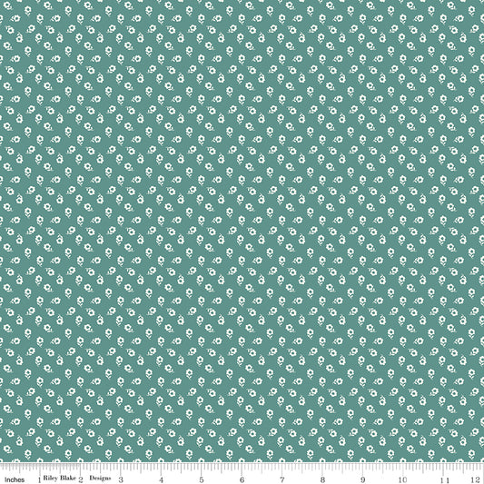 New Beginnings Posies Teal Ydg for RBD C15755 TEAL - PRICE PER 1/2 YARD
