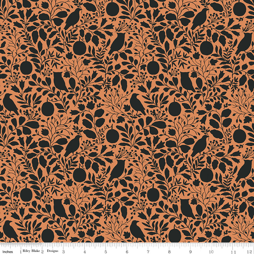 Trick or Treat Silhouette Orange Yardage for RBD - C15963 ORANGE - PRICE PER 1/2 YARD