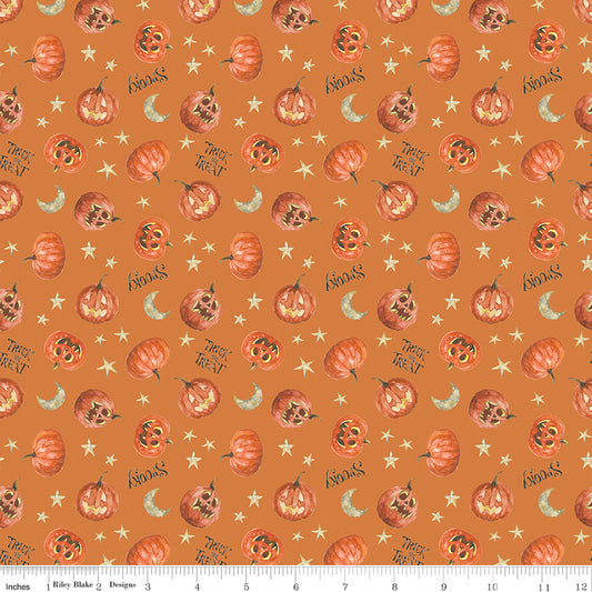 Trick or Treat Pumpkin Orange Yardage for RBD - C15964 ORANGE - PRICE PER 1/2 YARD