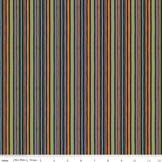 Trick or Treat Stripes Black Yardage for RBD - C15965 BLACK - PRICE PER 1/2 YARD