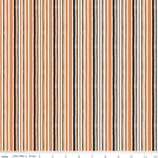 Trick or Treat Stripes Orange Yardage for RBD - C15965 ORANGE - PRICE PER 1/2 YARD