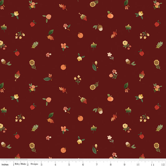 Happy Fall Days Fall Things Maroon Yardage for RBD - C16345 MAROON - PRICE PER 1/2 YARD