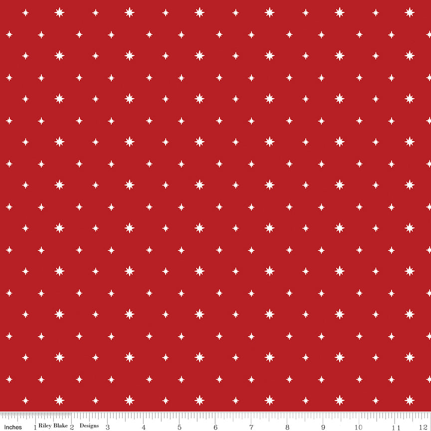 Charming Christmas Stars Red Yardage for RBD - C16355 Red - PRICE PER 1/2 YARD