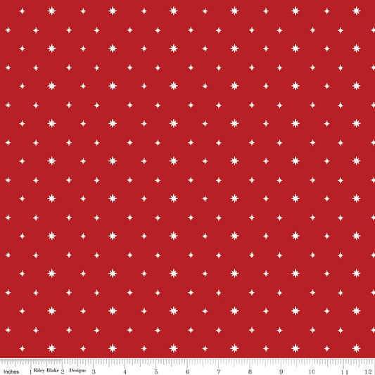 Charming Christmas Stars Red Yardage for RBD - C16355 Red - PRICE PER 1/2 YARD
