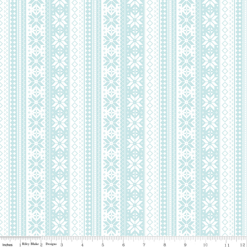 Winter Magic Sweater Stripe White Yardage for RBD - C16364 WHITE - PRICE PER 1/2 YARD