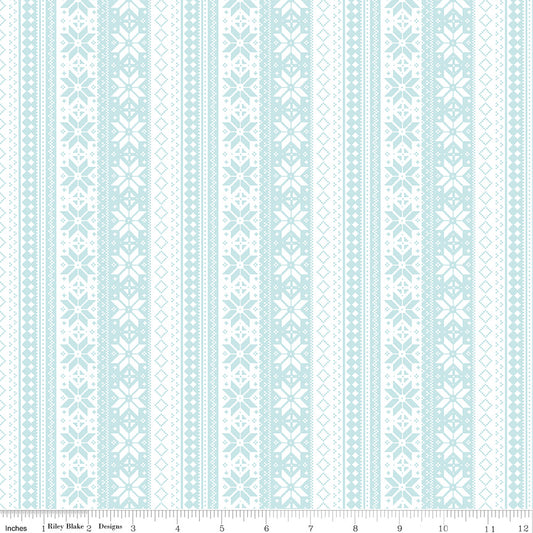 Winter Magic Sweater Stripe White Yardage for RBD - C16364 WHITE - PRICE PER 1/2 YARD