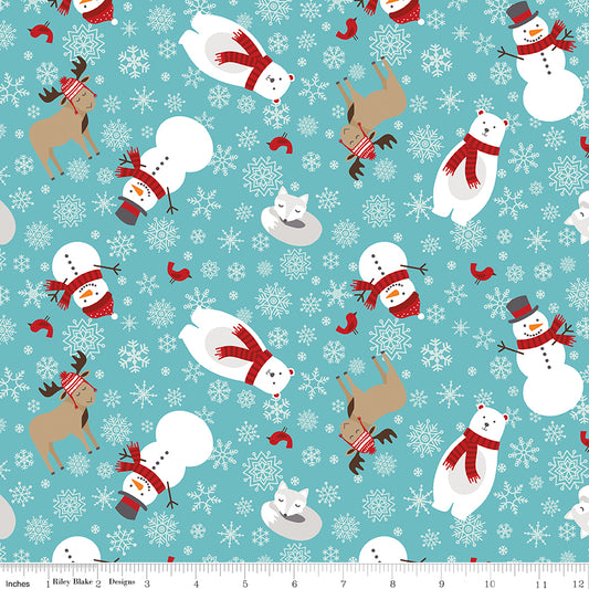 A Perfect Winter Main Blue Yardage for Riley Blake Designs-C17990-BLUE- PRICE PER 1/2 YARD