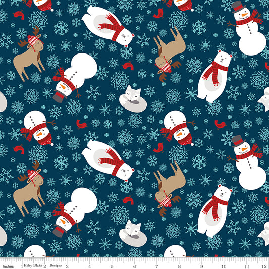 A Perfect Winter Main Navy Yardage for Riley Blake Designs-C17990-NAVY- PRICE PER 1/2 YARD